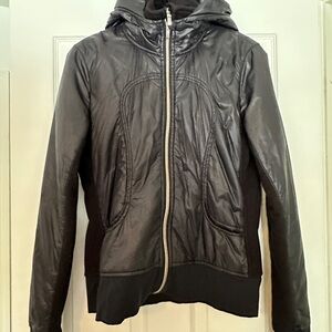 Lululemon 80’s inspired Black Hoodie 2 layer zip-up Jacket size 10